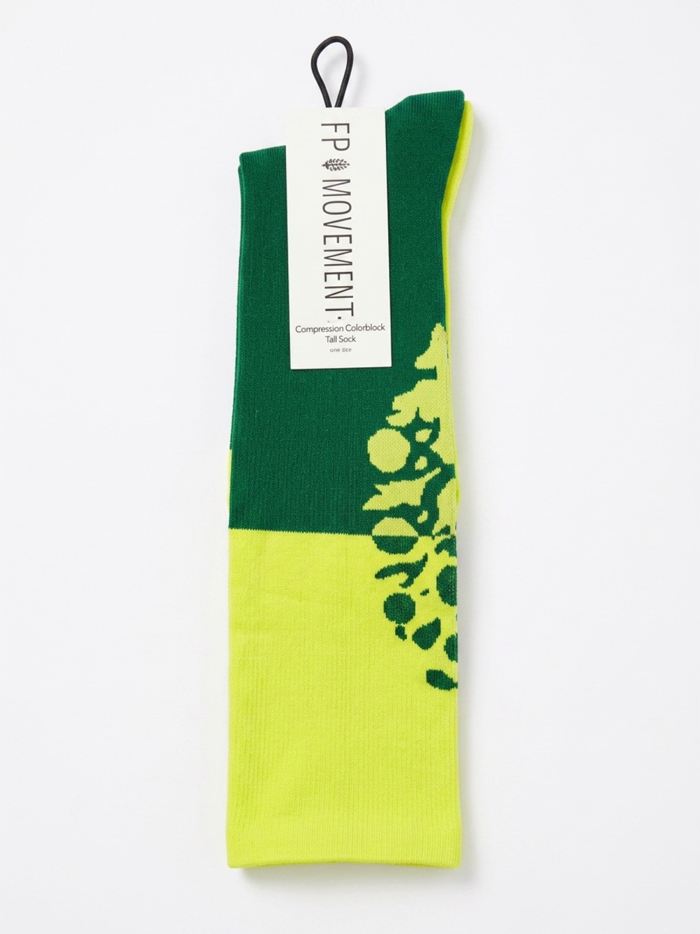 Free People Compression Colorblock Tall Sock Green & Neon Yellow BNWT